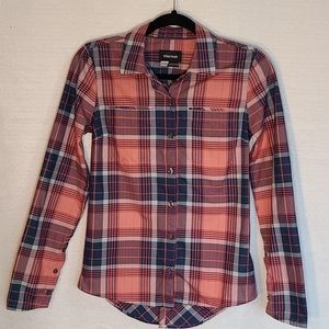 Marmot Top Button-Down Long Sleeve Blue Pink Plaid Size X-Small